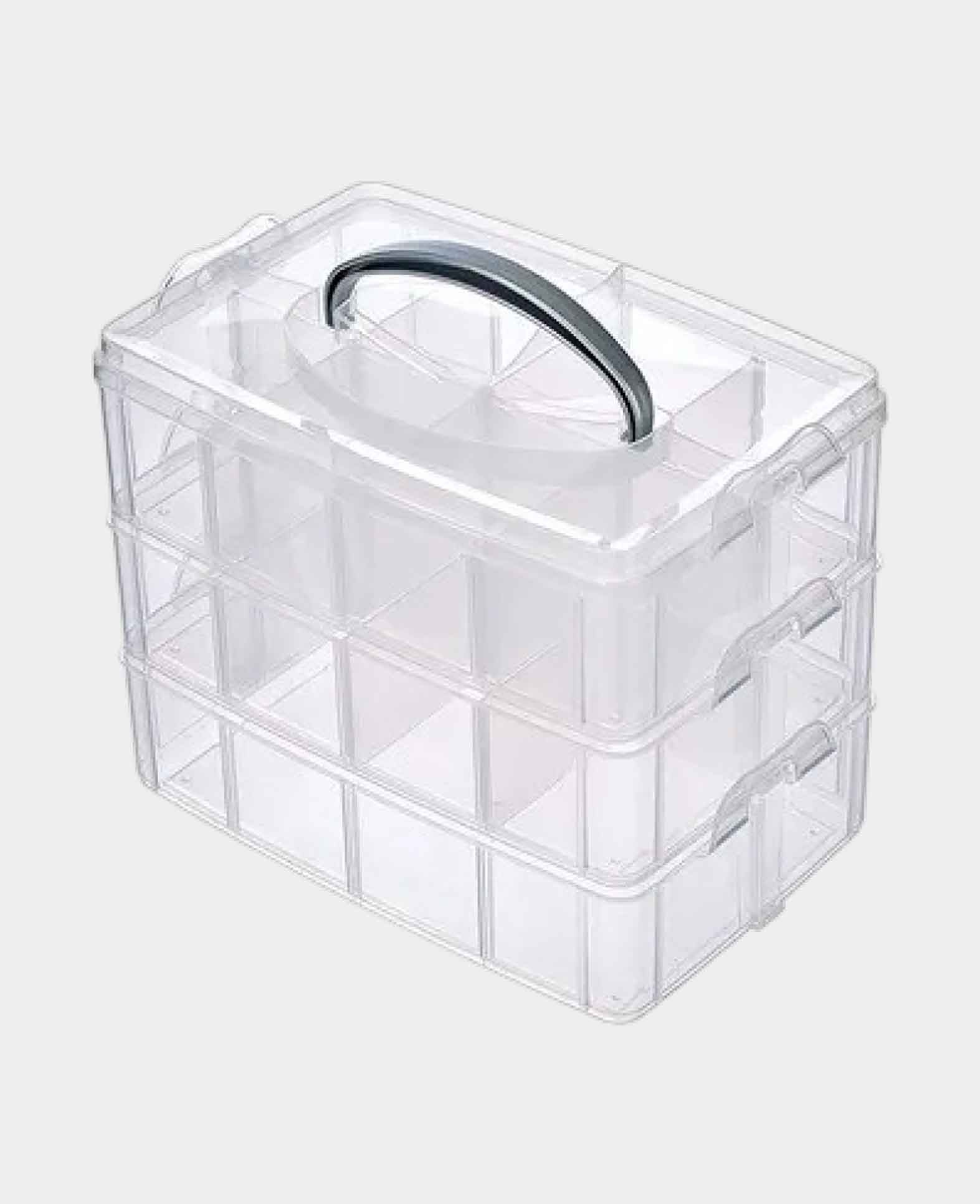 Sortierbox stapelbar mit Tragegriff, 30 Fächer, Transparent – I AM CREATIVE