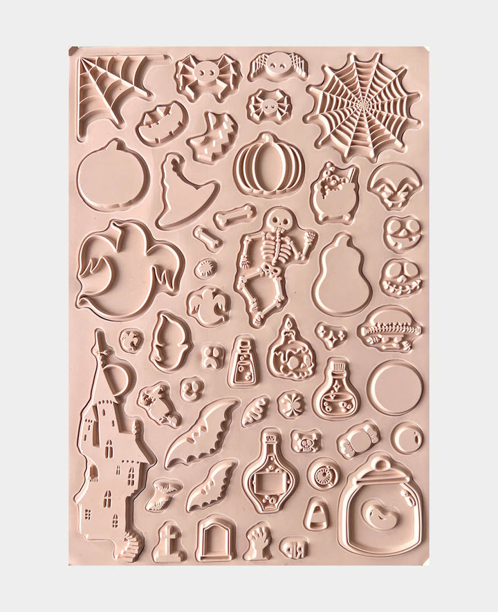 Tampon encreur Halloween, 13 x 1 x 19 cm, 50 motifs, 1 feuille