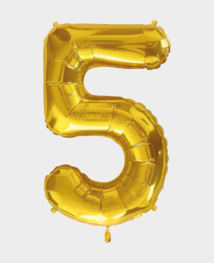 Foil Balloon Number "5", 85 x 50 x 15 cm, Gold