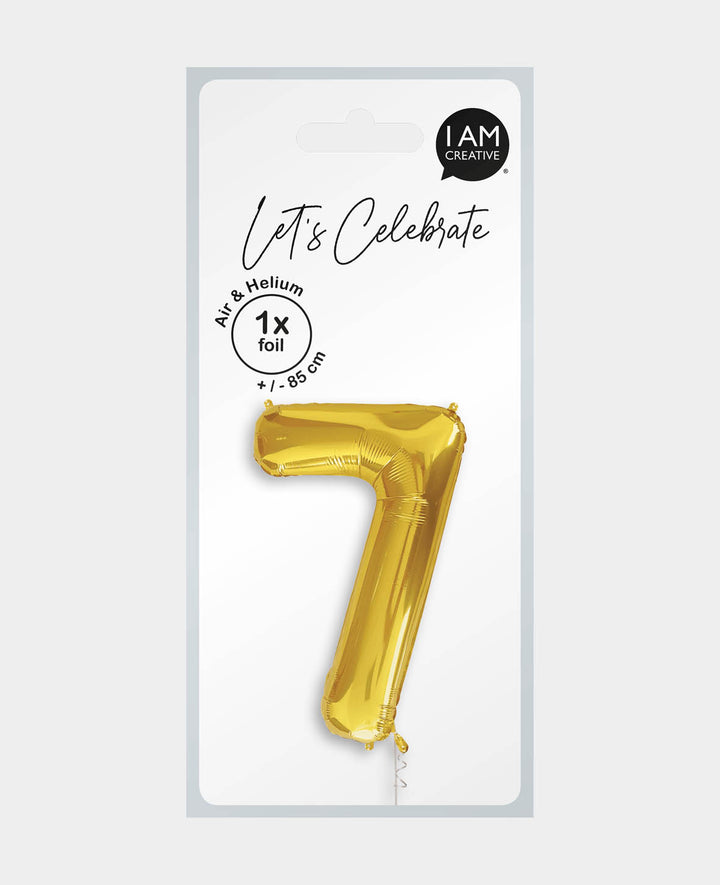 Foil Balloon Number "7", 85 x 50 x 15 cm, Gold