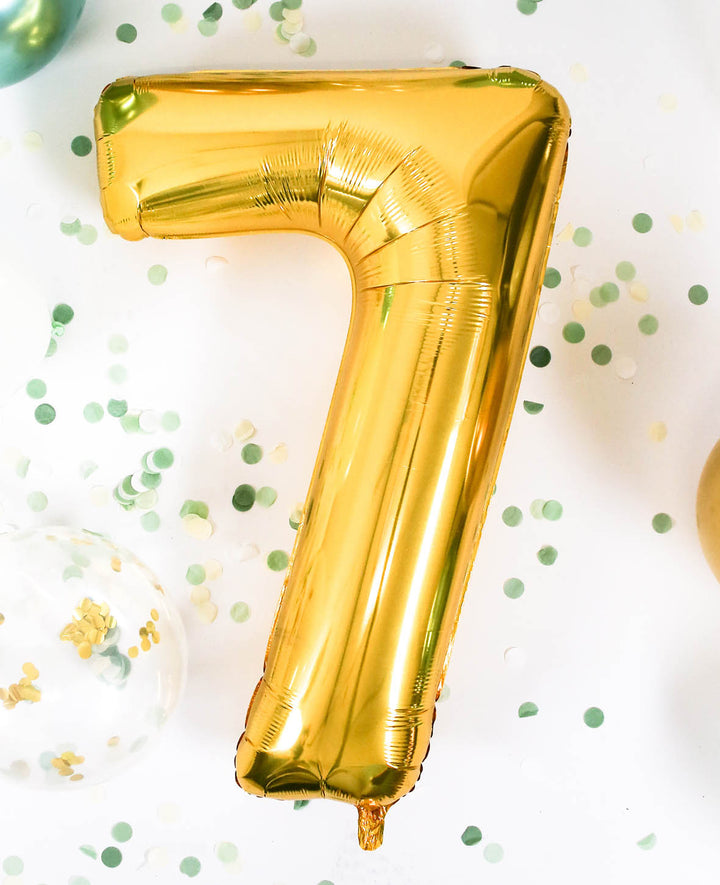 Foil Balloon Number "7", 85 x 50 x 15 cm, Gold