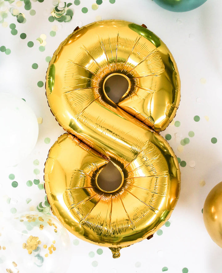 Foil Balloon Number "8", 85 x 50 x 15 cm, Gold