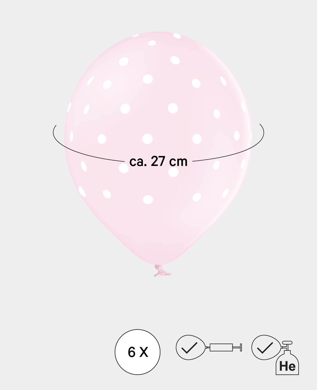Balloons Polka Dot, 27 cm, Pastel, 6 pcs.