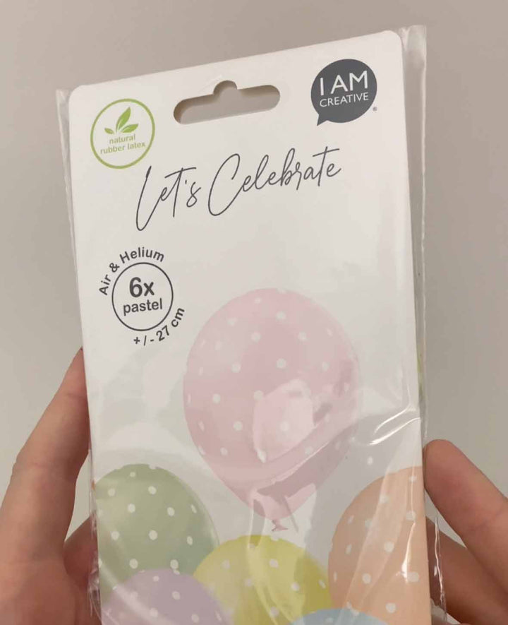 Balloons Polka Dot, 27 cm, Pastel, 6 pcs.