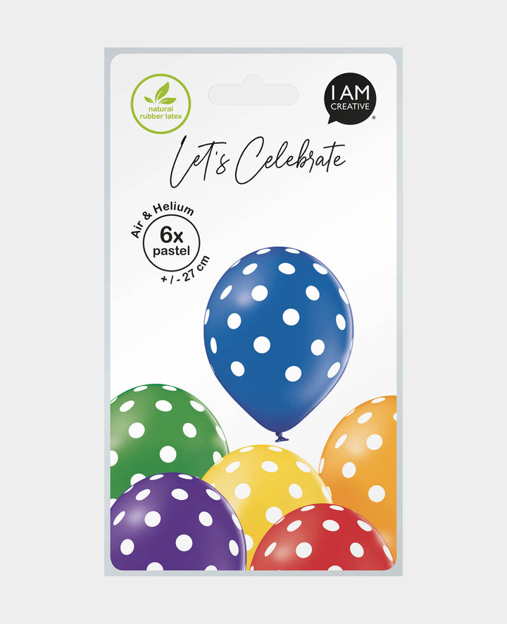 Ballons à pois, 27 cm, Couleurs assorties, 6 pièces