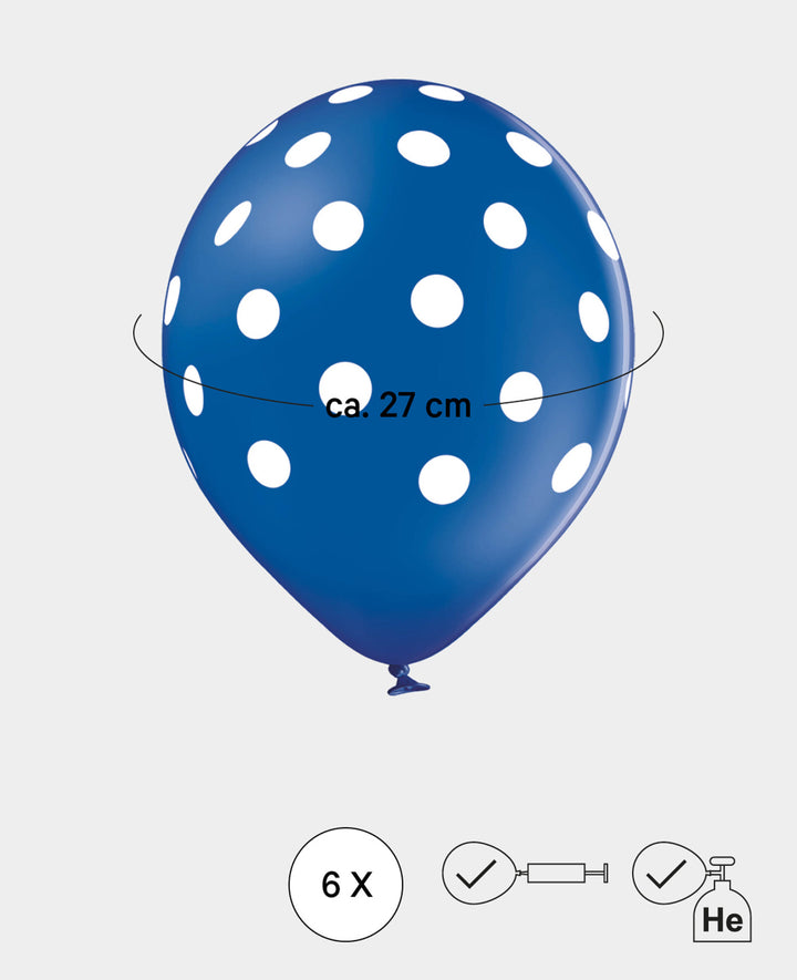 Ballons à pois, 27 cm, Couleurs assorties, 6 pièces
