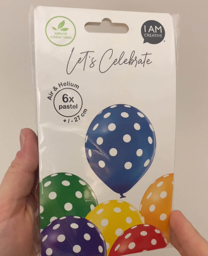 Ballons à pois, 27 cm, Couleurs assorties, 6 pièces