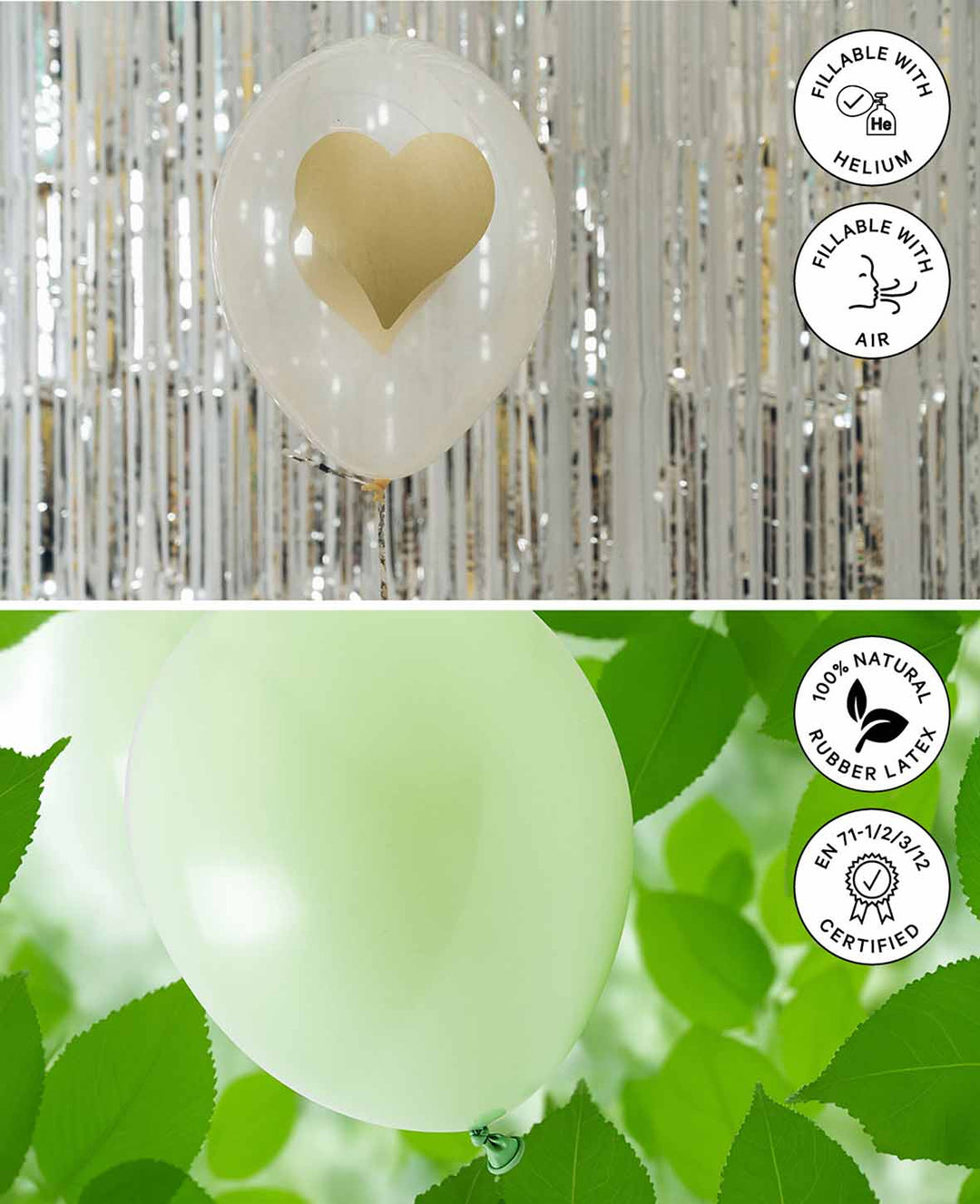 Heart Balloons, 27 cm, transparent, 6 pcs.