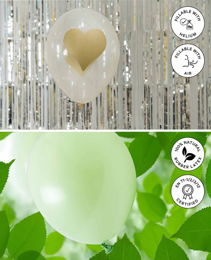 Heart Balloons, 27 cm, transparent, 6 pcs.