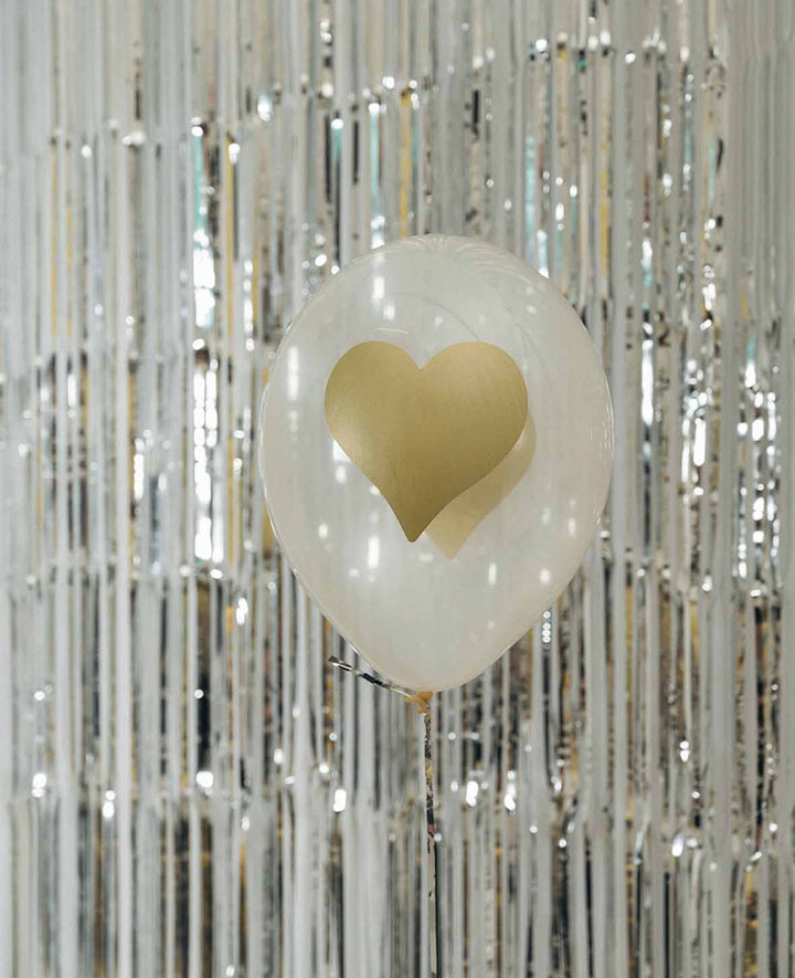 Heart Balloons, 27 cm, transparent, 6 pcs.