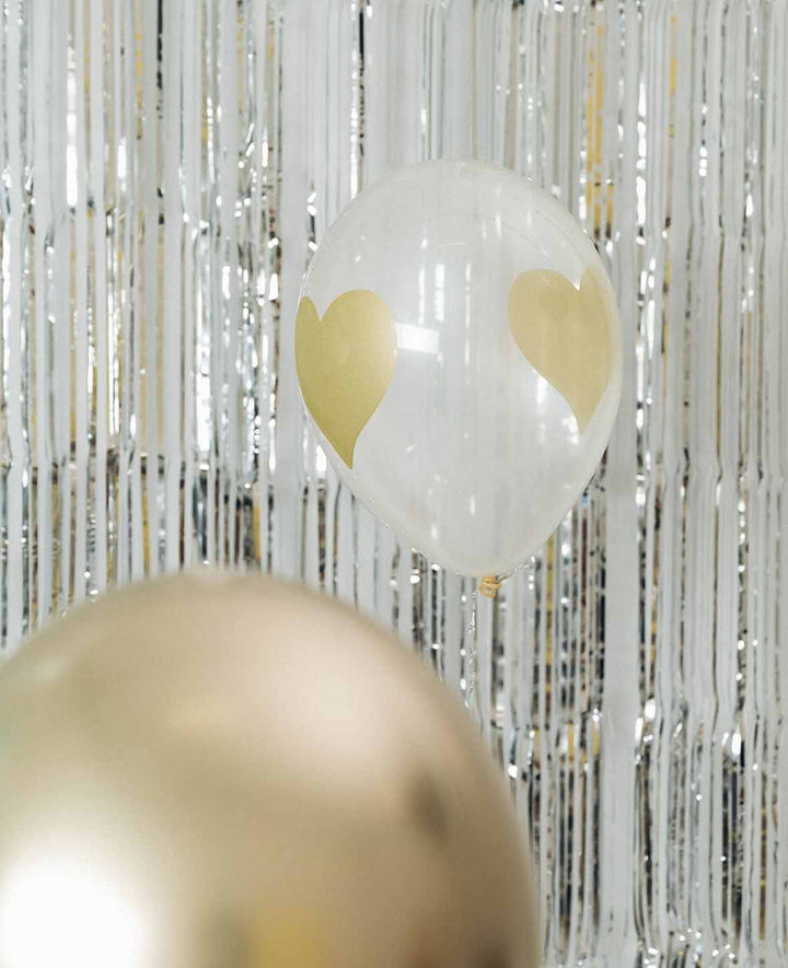 Heart Balloons, 27 cm, transparent, 6 pcs.