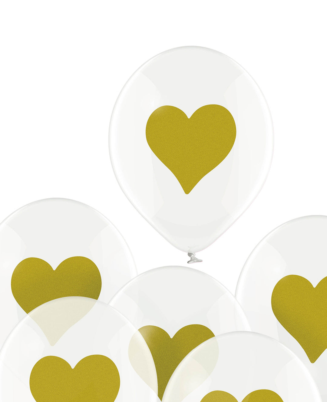 Heart Balloons, 27 cm, transparent, 6 pcs.