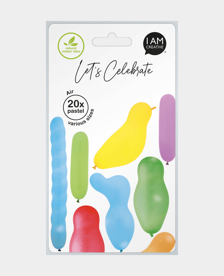 Balloons assorted shapes &amp; colors, 20 cm, 20 pcs.