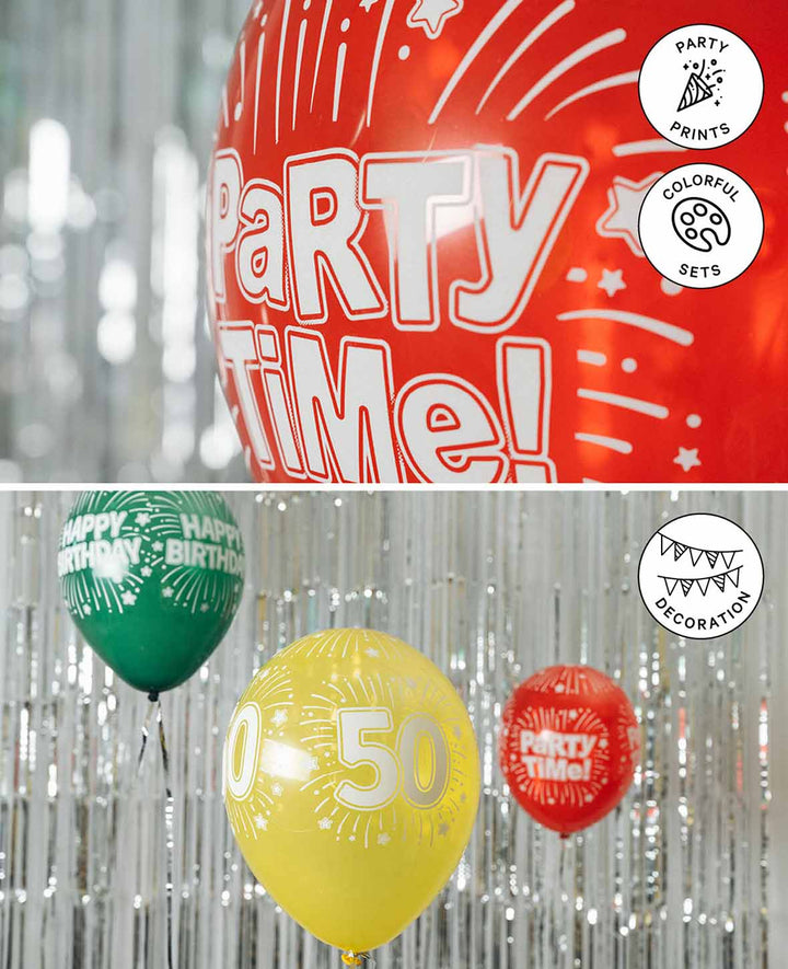 Balloons Party Time, 27 cm, Assorted, 6 pcs.