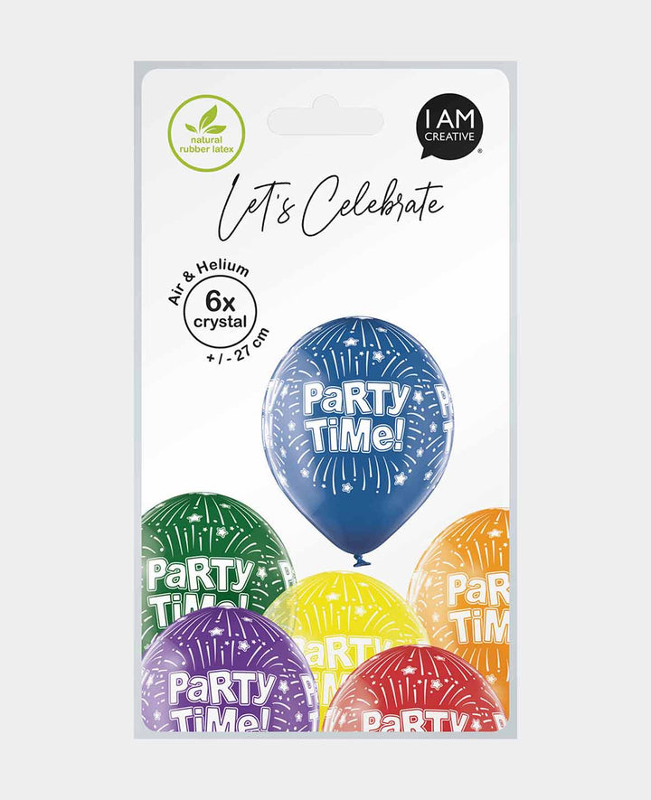Balloons Party Time, 27 cm, Assorted, 6 pcs.