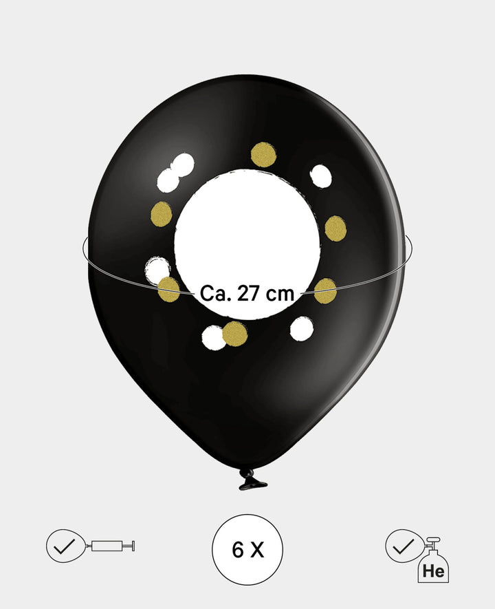 Balloons with writable field for self-labeling, 27 cm, black, 6 pcs
