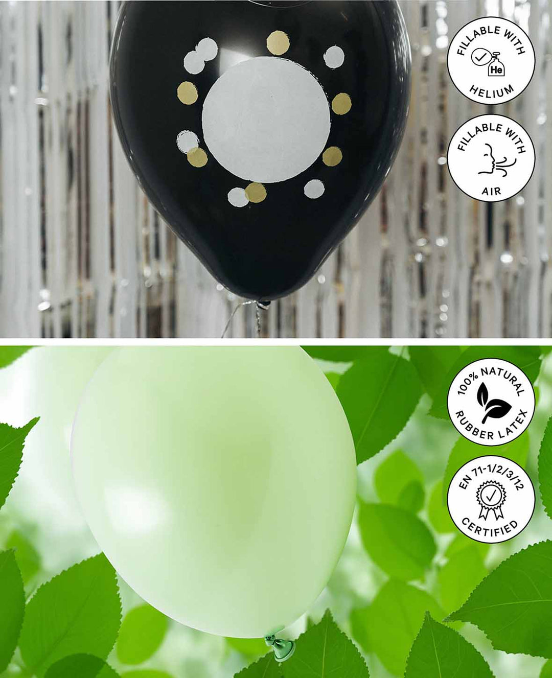 Balloons with writable field for self-labeling, 27 cm, black, 6 pcs