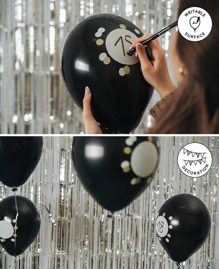 Balloons with writable field for self-labeling, 27 cm, black, 6 pcs