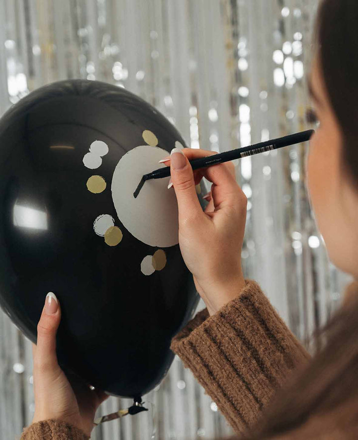 Balloons with writable field for self-labeling, 27 cm, black, 6 pcs