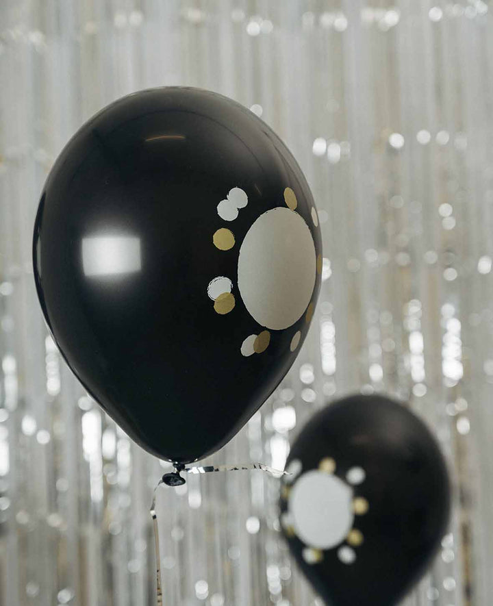 Balloons with writable field for self-labeling, 27 cm, black, 6 pcs