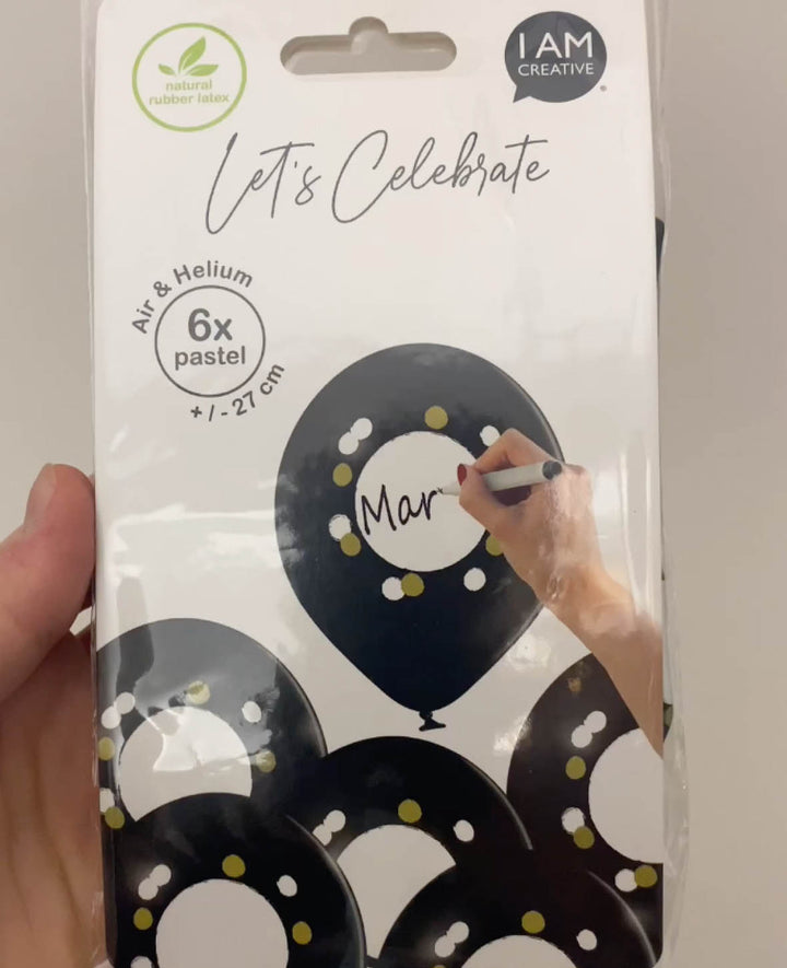 Balloons with writable field for self-labeling, 27 cm, black, 6 pcs