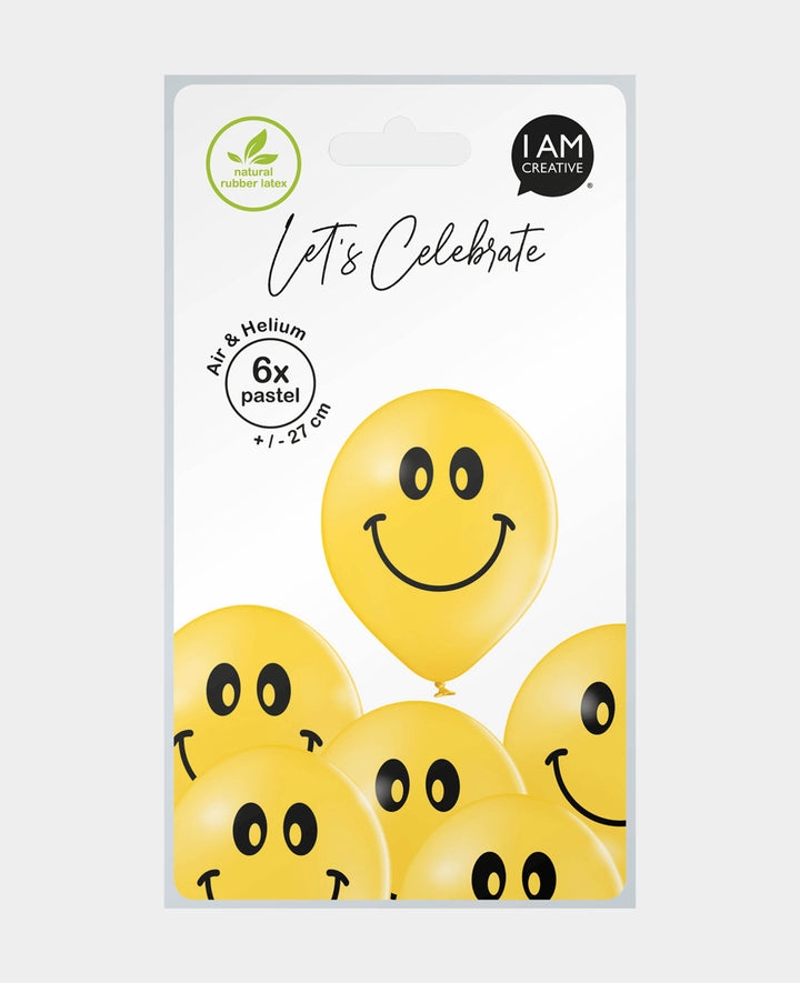 Ballons Smiley, 27 cm, Jaune, 6 p.