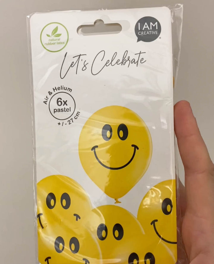 Ballons Smiley, 27 cm, Jaune, 6 p.