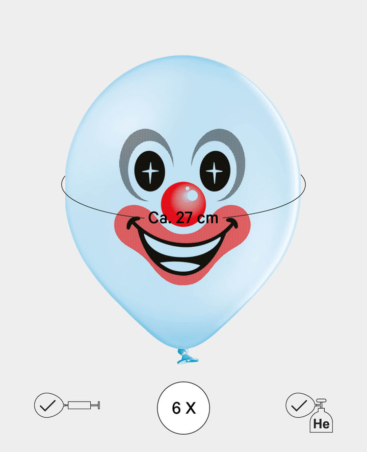 Balloons Clown, 27 cm, Assorted, 6 pcs.