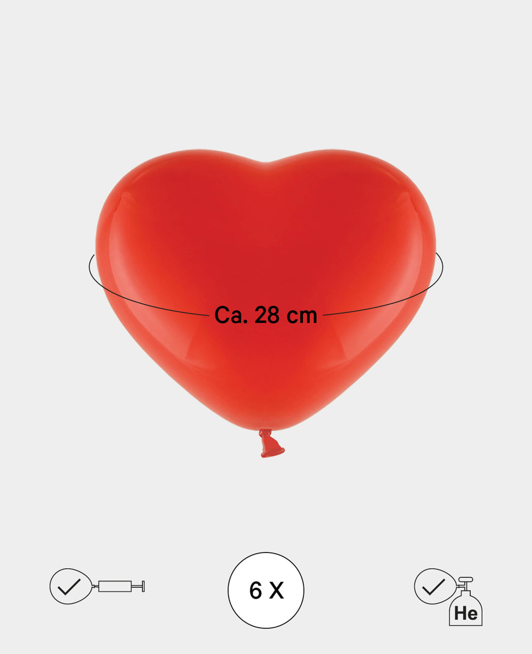 Herzballone, 28 cm, Rot, 6 Stk.