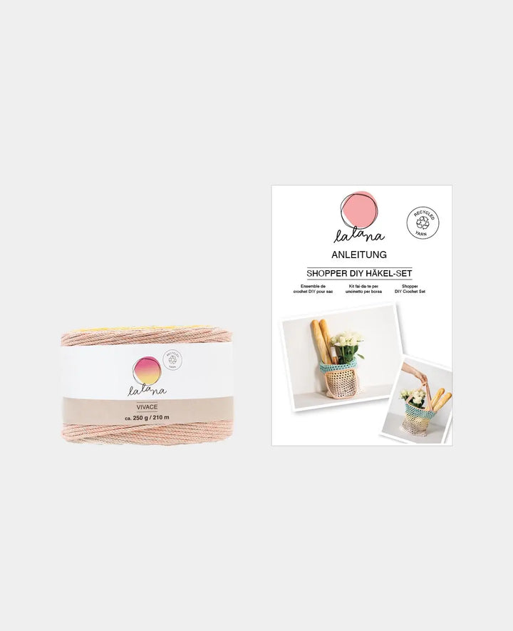 Kit crochet DIY "Shopper", sac au crochet à faire soi-même avec instructions, convient aux débutants et aux experts, couleur pastel, 2 pièces.