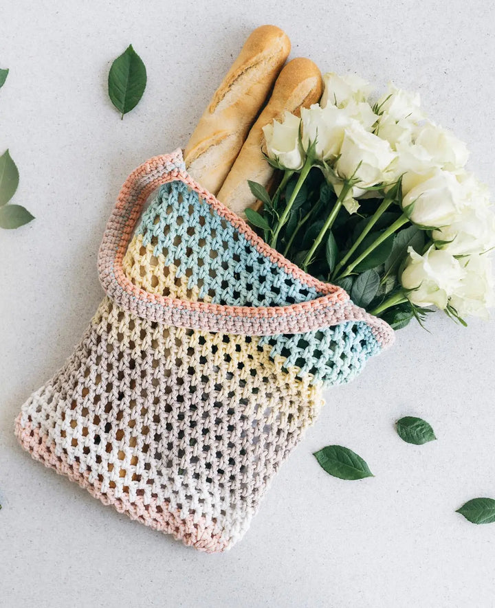 Kit crochet DIY "Shopper", sac au crochet à faire soi-même avec instructions, convient aux débutants et aux experts, couleur pastel, 2 pièces.