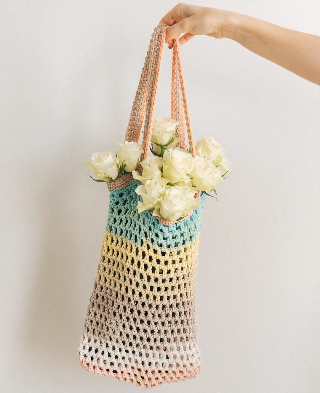 Kit crochet DIY "Shopper", sac au crochet à faire soi-même avec instructions, convient aux débutants et aux experts, couleur pastel, 2 pièces.