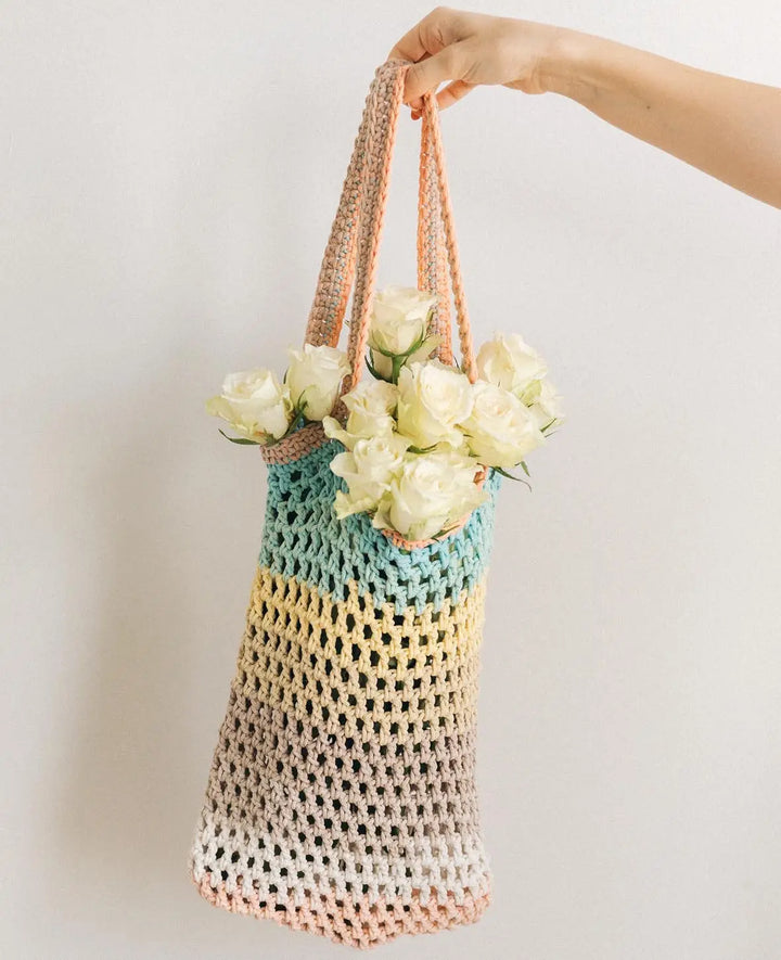 Kit crochet DIY "Shopper", sac au crochet à faire soi-même avec instructions, convient aux débutants et aux experts, couleur pastel, 2 pièces.