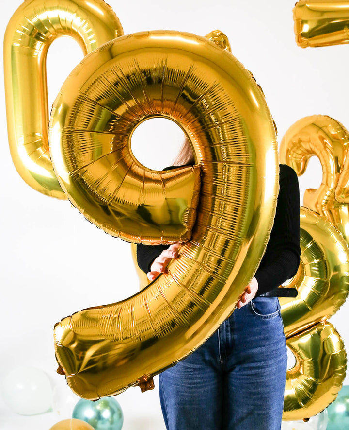 Ballon aluminium chiffre « 3 », 85 x 45 x 15 cm, or