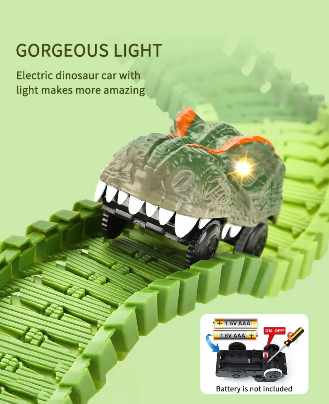 Dino Train, Toy Set with Flexible Track System, Green, 277 Pieces