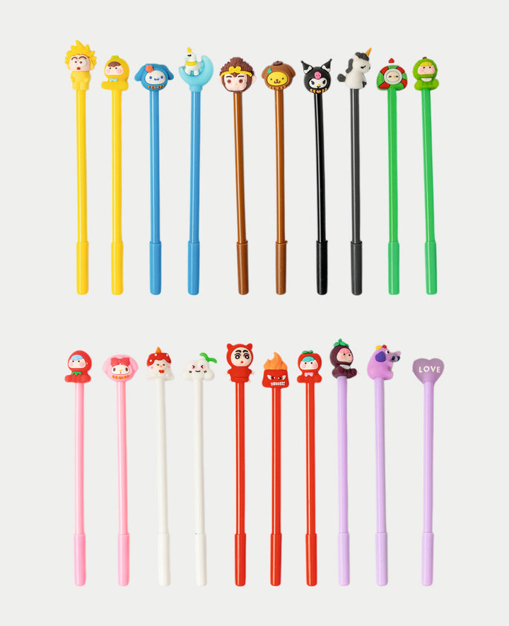 Stylos gel fantaisie, pointe 0,5 mm, encre noire, lot de 20.