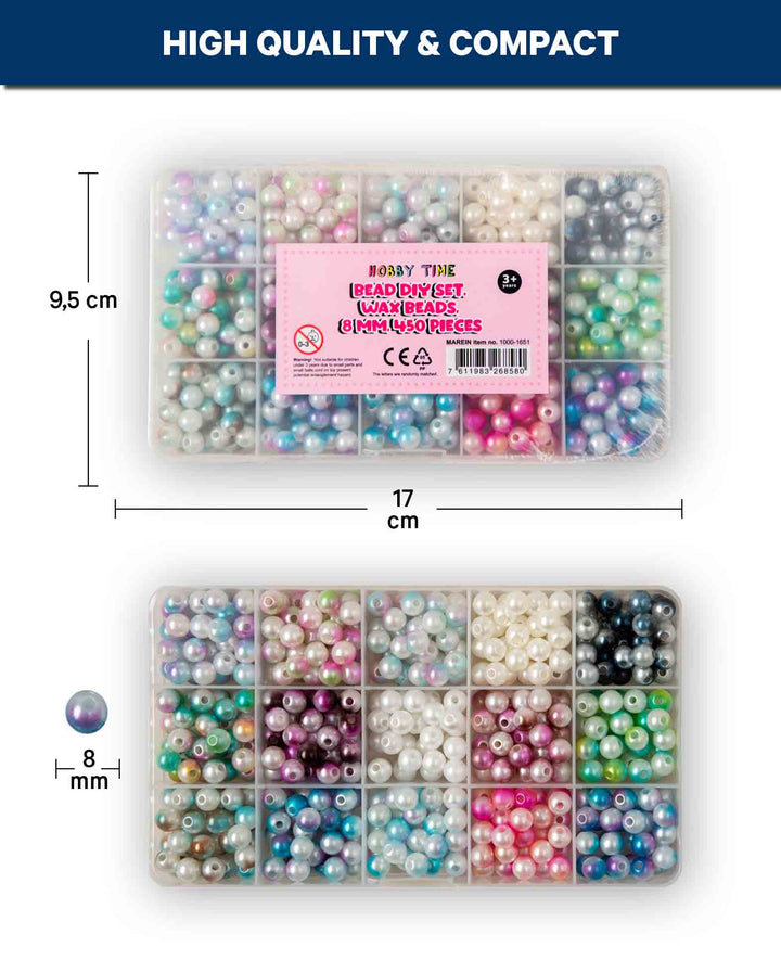 Perlen DIY Set, Wachsperlen, 8 mm, 450 Stk.