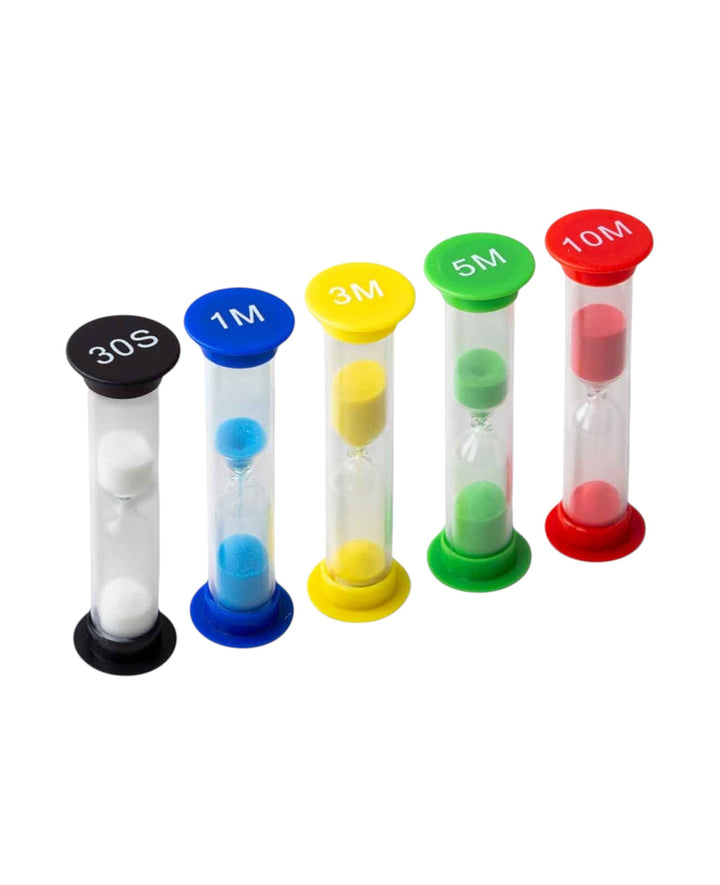 Sand Timer Set for Kids – 5 Color-Coded Sand Timers (30 Sec. – 10 Min.) for Playful Time Learning