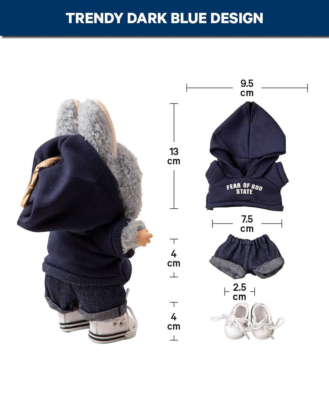 <p>Labubu Outfit Set Blau, 3-teilig mit Hoodie, Shorts &amp; Schuhen</p>