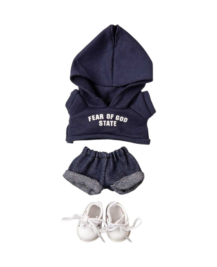 <p>Labubu Outfit Set Blau, 3-teilig mit Hoodie, Shorts &amp; Schuhen</p>