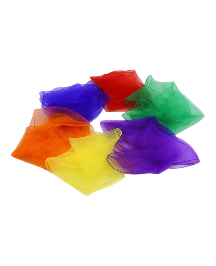 Juggling scarves, colorful, 6 pieces, 58 x 60 cm, chiffon