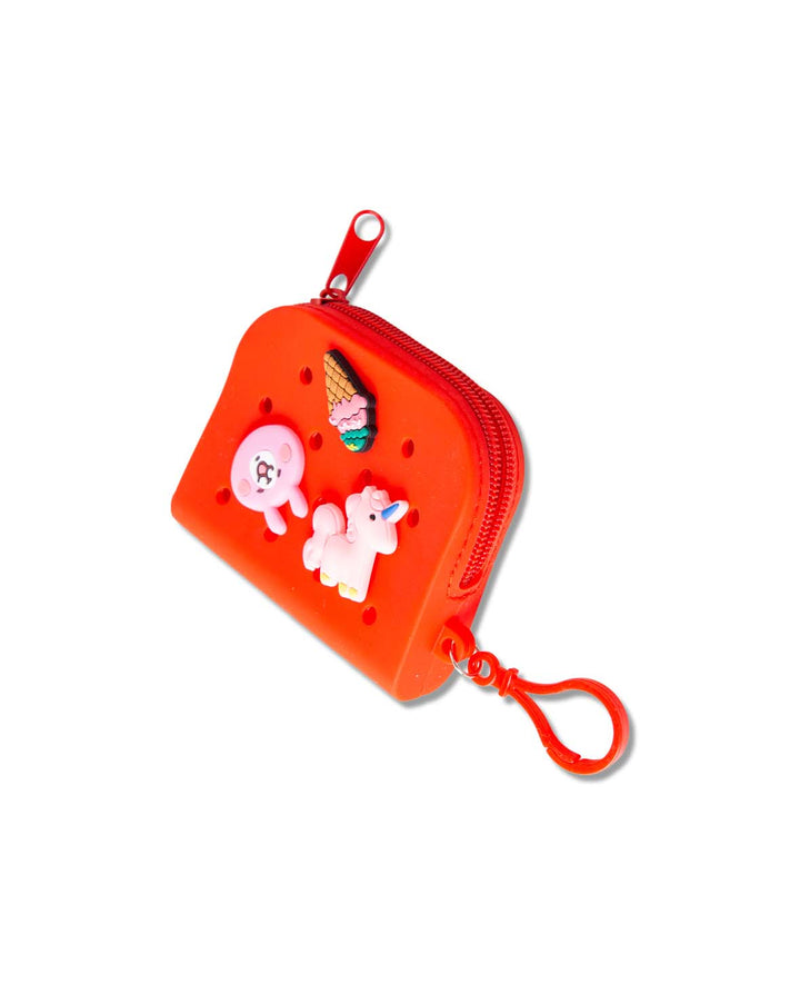 Geldbörse inkl. 3 Charms, rot, 8 x 10 cm, BPA frei