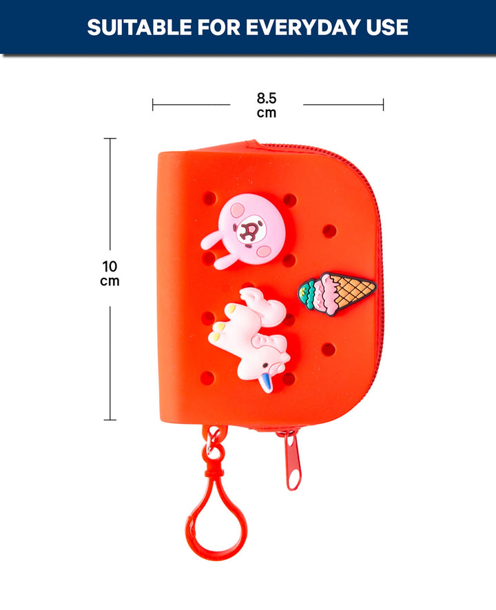 Geldbörse inkl. 3 Charms, rot, 8 x 10 cm, BPA frei