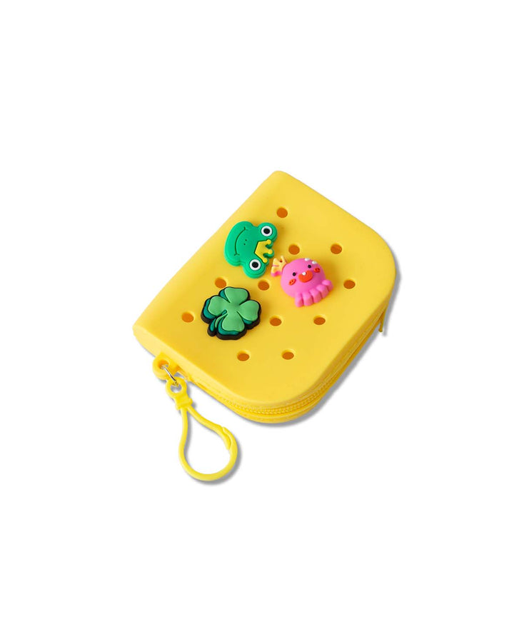 Wallet incl. 3 charms, yellow, 8x10 cm, BPA free
