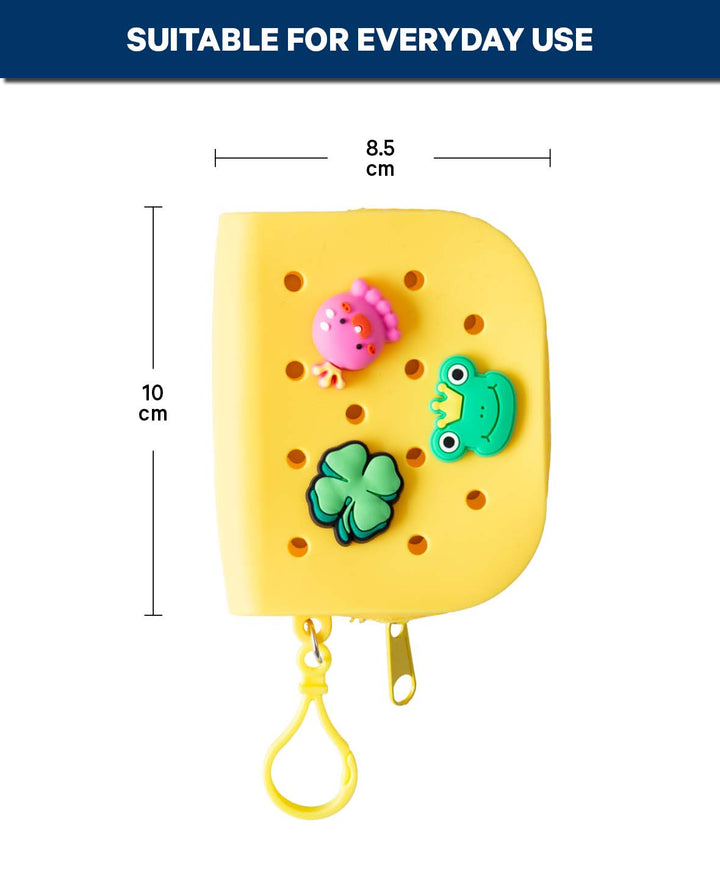Wallet incl. 3 charms, yellow, 8x10 cm, BPA free