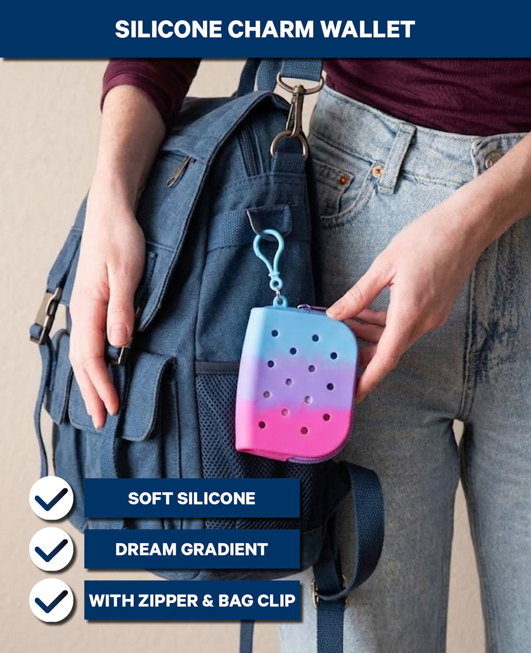 Geldbörse Regenbogen, pink/blau/ lila , 8 x 10 cm, BPA frei
