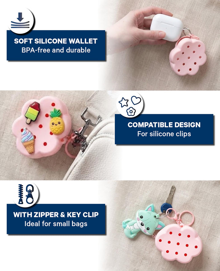 Purse Cloud, for charms pink, 6.6 x 8.7 cm, BPA free