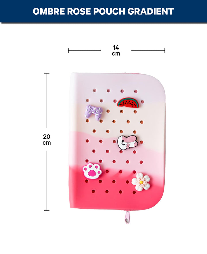 Silicone pouch, pink/red gradient, 14 x 20 cm, BPA free