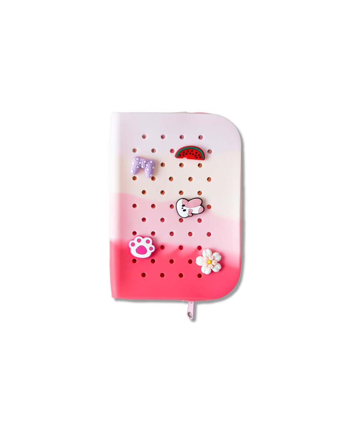 Silicone pouch, pink/red gradient, 14 x 20 cm, BPA free