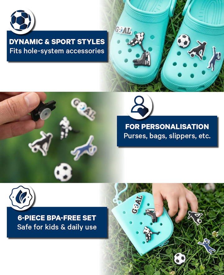 Breloques, silicone, sport, 6 pièces, sans BPA